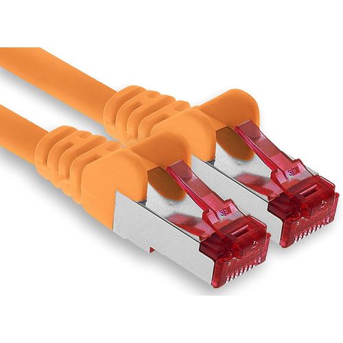 1x 1m cble patch CAT6 S/FTP PIMF blindage cble rseau CAT.6 RJ45 cble Ethernet routeur LAN DSL commutateur modem panneau de brassage-orange-1 pice