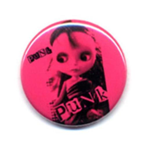 1x Badge - Pink Poupee Punk Rose - Rockabilly Punk Rock Pop Glam Pins Button 25mm