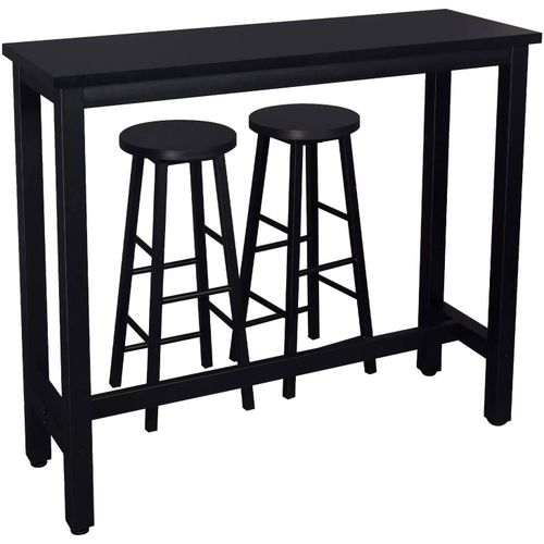 1x Table De Bar + 2 X Ensemble De Tabourets De Bar Structure En Mtal Mdf Noir Helloshop26 19_0000035