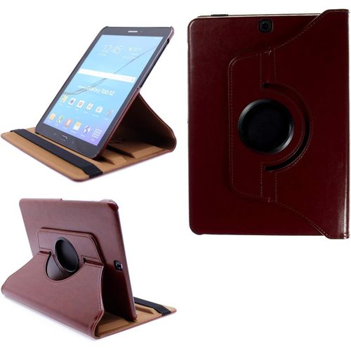 2.0 Etui Pour Samsung Galaxy Tab S2 9.7 Sm-T810 Sm-T813 Sm-T815 Sm-T819 Coque De Protection Rotation 360 Smart Housse Cover Case Stand Auto Rveil/Sommeil - Marron