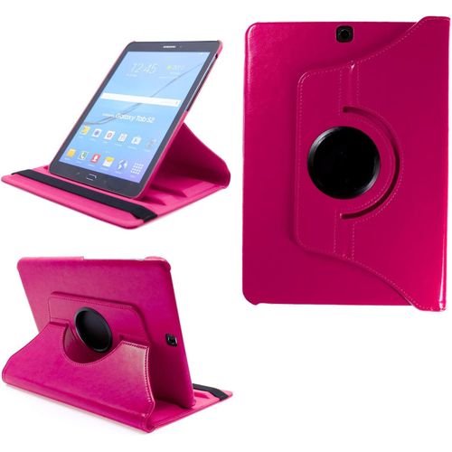 2.0 Etui Pour Samsung Galaxy Tab S2 9.7 Sm-T810 Sm-T813 Sm-T815 Sm-T819 Coque De Protection Rotation 360 Smart Housse Cover Case Stand Auto Rveil/Sommeil - Rose Vif