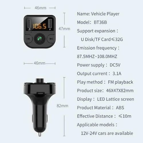 2.1a 1a Dual-Usb Chargeur De Voiture Bluetooth 5.0 Kit De Voiture Transmetteur Fm Sans Fil Lecture De Musique Appels Mains Libres Nouveau
