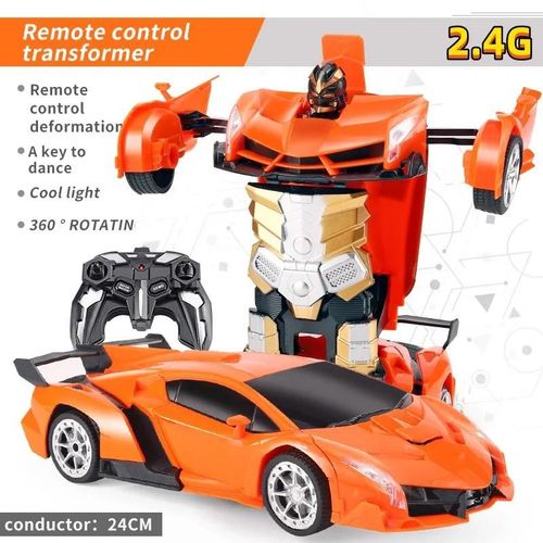 2.4G-RC - Voiture lectrique Tlcommande  Dformation 2 En 1, Modle De Voiture Robot  Transformation Automatique, Jouet Vhicule  Dformation  Une Touche