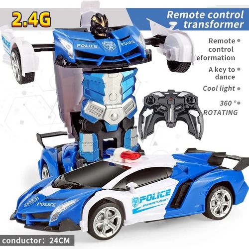 2.4G-RC - Voiture lectrique Tlcommande  Dformation 2 En 1, Modle De Voiture Robot  Transformation Automatique, Jouet Vhicule  Dformation  Une Touche