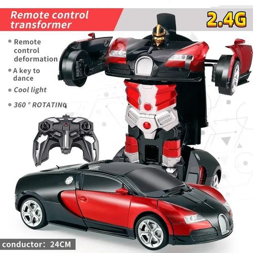 2.4G-RC - Voiture lectrique Tlcommande  Dformation 2 En 1, Modle De Voiture Robot  Transformation Automatique, Jouet Vhicule  Dformation  Une Touche