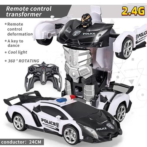 2.4G-RC - Voiture lectrique Tlcommande  Dformation 2 En 1, Modle De Voiture Robot  Transformation Automatique, Jouet Vhicule  Dformation  Une Touche