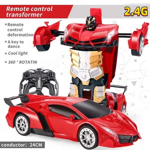 2.4G-RC - Voiture lectrique Tlcommande  Dformation 2 En 1, Modle De Voiture Robot  Transformation Automatique, Jouet Vhicule  Dformation  Une Touche