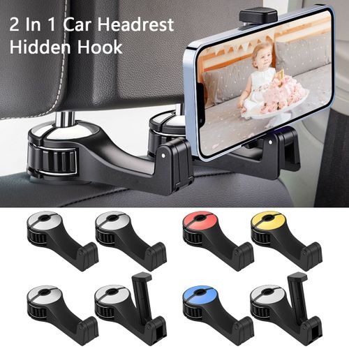 2/4pcs Voiture Appui-Tte Crochet 2 En 1 Voiture Sige Arrire Cintre Vhicule Pliant D'appuie-Tte De Sige De Tlphone Cach Support Stable Automatique Appui-Tte