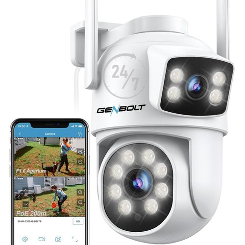 2.5k Ptz Camra Surveillance Extrieur, 2.4/5ghz Wifi Camra Ip Avec Double Objectif & Double Vue, Vision Nocturne Couleur, Dtection Humaine,Suivi Auto (Dc & Poe)