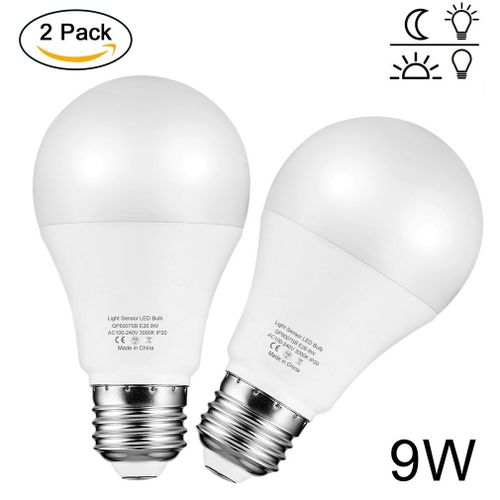 2/6 Pices 9w E26 Capteur De Lumire Intelligent Led Ampoule 3000k Avec Interrupteur Automatique Lampe Extrieure/Intrieure Intgre Dtection Photocapteur