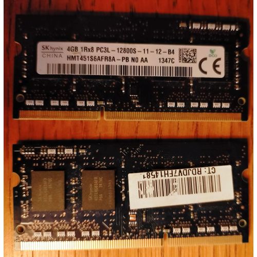 2 Barrettes mmoire HYNIX (2 x) 4GB 1RX8 PC3L-12800S-11-12-B4 DDR3