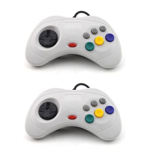 2 Blanc - For Sega Saturn Usb Wired Game Controller Gamepad Joypad Joystick For Pc