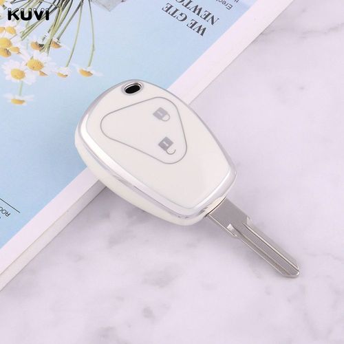 2 Boutons Blanc - Housse De Porte Cls  Distance En Tpu Pour Renault Megane Modus Espace Laguna Duster Logan Dacia Sandero Fluence Clio Kango
