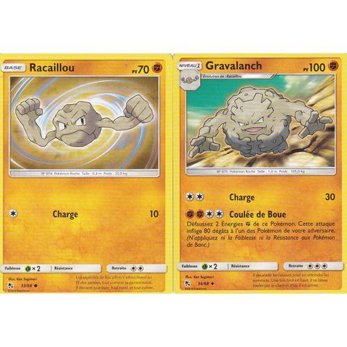 2 Cartes Pokemon - Gravalanch 34/68 + Racaillou 33/68