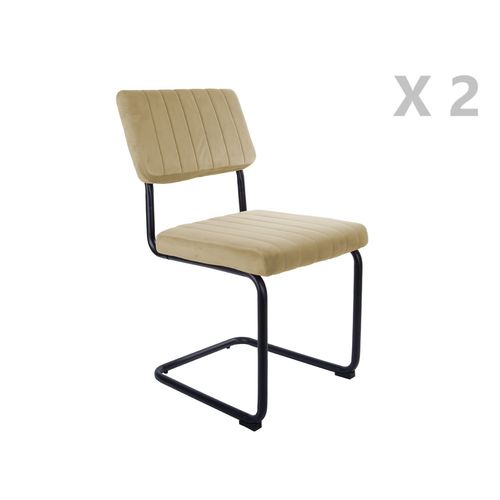 Lot De 2 Chaises Cantilevers Design Effet Velours Keen - Beige