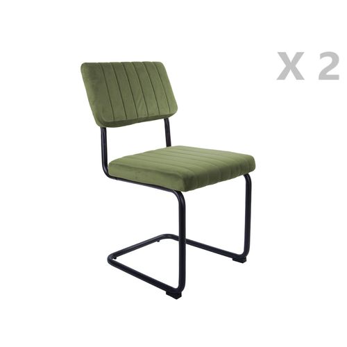 Lot De 2 Chaises Cantilevers Design Effet Velours Keen - Vert