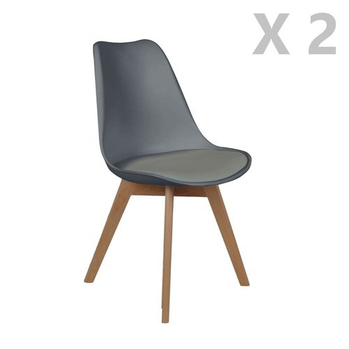 2 Chaises Design Scandinaves Rembourres Cocooning - Gris