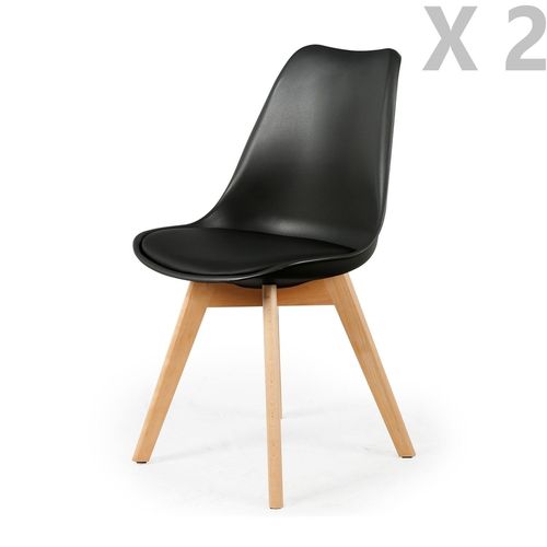 2 Chaises Design Scandinaves Rembourres Cocooning - Noir