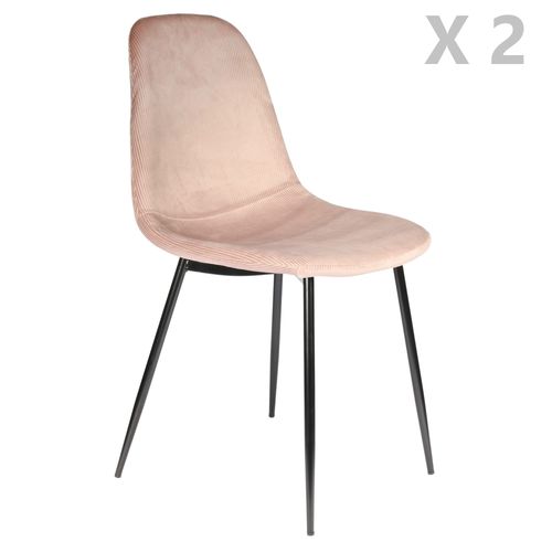 2 Chaises Design Velours Giulia - Rose