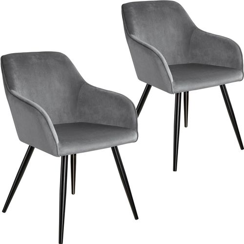 2 Chaises Marilyn Design En Velours Style Scandinave - Gris/Noir