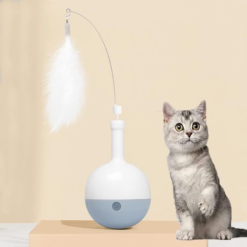 2 En 1 Jouet Chat Interactif, Jeux Chat Intelligent Avec Plume, Jouet Alimentaire Pour Chat Auto-Rotation  360 Pour Satisfait Les Besoins De Chasse Et De Nourriture