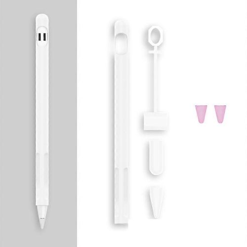2 Ensembles 4 En 1 Stylus Housse De Protection En Silicone + Corde Anti-Perte + Double Pen Nip Cover Set Pour Apple Pencil 1