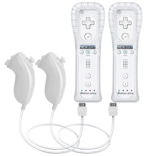 2 Ensembles Blancs - Tlcommande Avec Motion Plus Pour Nintendo Wii, Manette De Jeu Sans Fil Dahchuck, Manette De Console, Manette De Jeu, 2 Pices