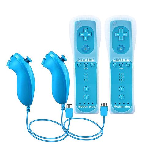 2 Ensembles Bleus - Tlcommande Avec Motion Plus Pour Nintendo Wii, Manette De Jeu Sans Fil Dahchuck, Manette De Console, Manette De Jeu, 2 Pices