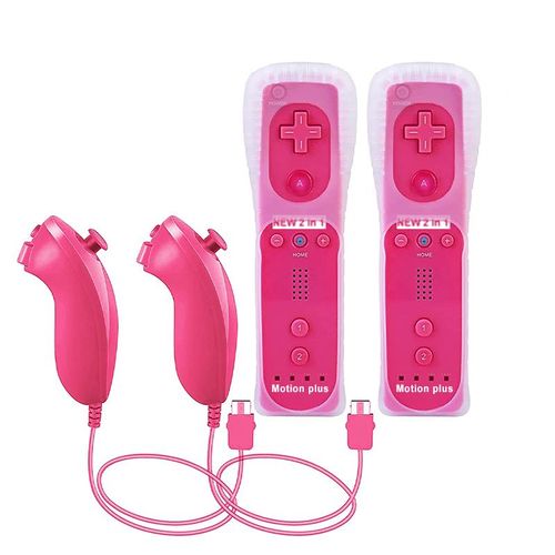2 Ensembles Roses - Tlcommande Avec Motion Plus Pour Nintendo Wii, Manette De Jeu Sans Fil Dahchuck, Manette De Console, Manette De Jeu, 2 Pices