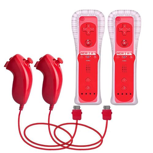 2 Ensembles Rouges - Tlcommande Avec Motion Plus Pour Nintendo Wii, Manette De Jeu Sans Fil Dahchuck, Manette De Console, Manette De Jeu, 2 Pices