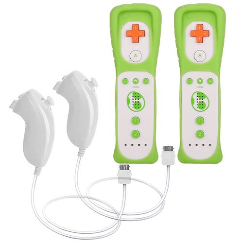 2 Ensembles Verts - Tlcommande Avec Motion Plus Pour Nintendo Wii, Manette De Jeu Sans Fil Dahchuck, Manette De Console, Manette De Jeu, 2 Pices