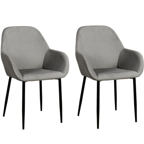 2 Fauteuils De Table Design Velours Giulia - Gris Fonc