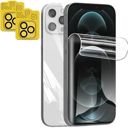 2 Films D'hydrogel + 2pcs Lentille De Camra Verre Tremp Pour Iphone 12 Pro Max 6.7