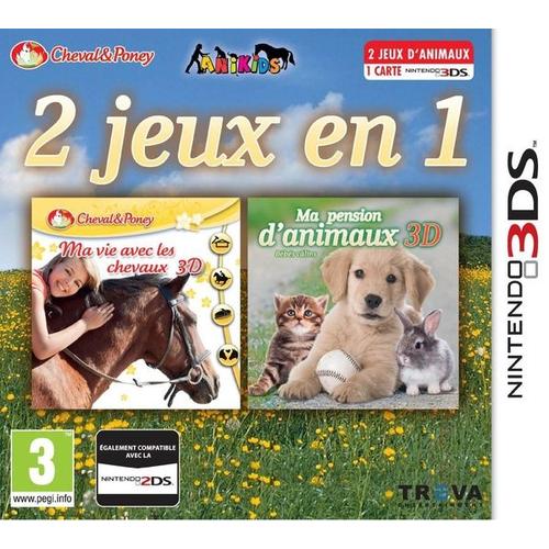2 Jeux En 1: Ma Vie Avec Les Chevaux + Ma Pension D'animaux 3d : Bebes Calins 3ds