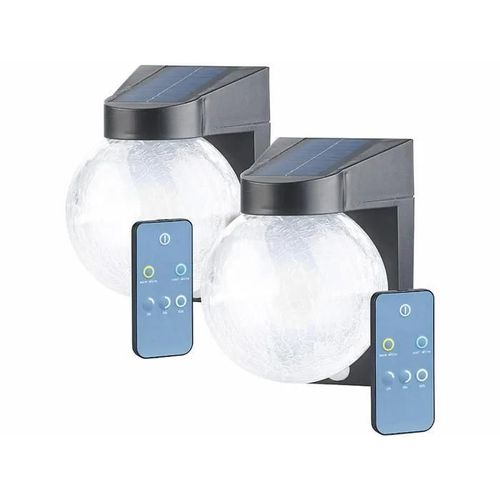 2 Lampes Murales Solaires  Led En Verre Craquel Avec Dtecteurs De Mouvement