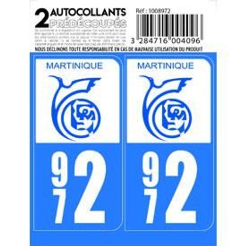 2 Logo De Plaque Immatriculation Dpartement Martinique 972