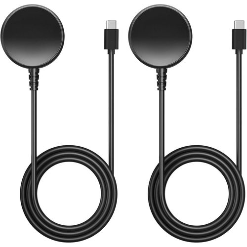 2 Pack Charger Compatible With Samsung Galaxy Watch Ultra/Watch 7/Fe/Watch 6/6 Classic/5/5 Pro/4/4 Classic/3/Active 2/1,Magnetic Charging Dock With Usb-C Charging Cable 100cm,Black