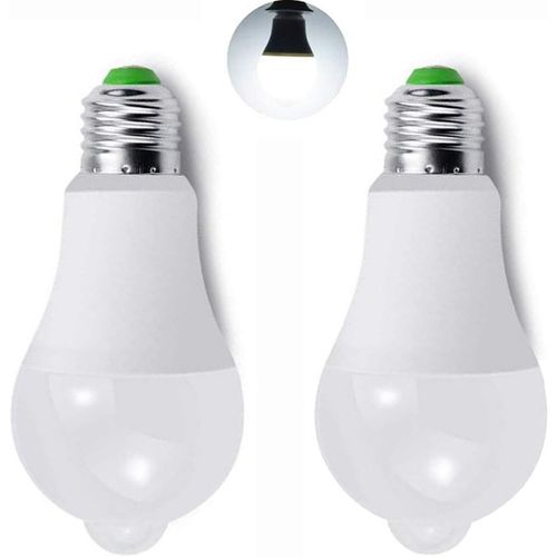 2 Pack Lampe  Led Avec Des Dtecteurs De Mouvement, Dtecteur Pir, 230 V, 12 W, E27, 6000 K - Blanc, 1020 Lumens[Amp746924]