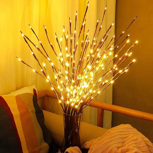 2 Pack Led Branch Light Battery Operated Lighted Branch Vase Filler Willow Tree Artificial Little Twig Power Brown 30 Inch 20 Led For Home Romantic Decoration,Warm White