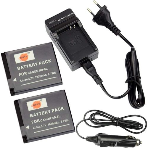 2-Pack NB-8L NB-8LH Rechange Batterie et DC98E Voyage Chargeur Compatible pour Canon PowerShot A2200 A3000 A3001 A3100 A3200 A3300 is