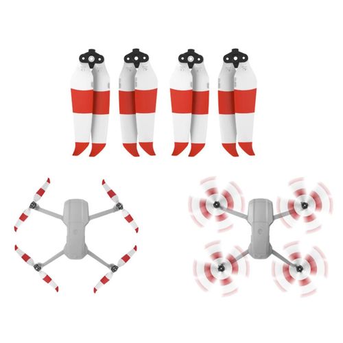 2 Paires D'hlices De Remplacement  Dgagement Rapide  Faible Bruit Pour Dji Mavic Air 2 Drone_Red Et Blanc