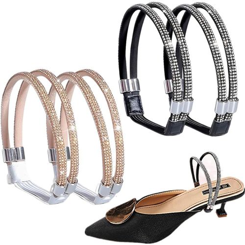 2 Paires Sangles De Chaussures Pour Talons, lastique Ajustable Strass Bande De Chaussures Lacet De Sandale, Anti-Lche Double Usage Lacets De Chaussures Pour Talons Hauts Chaussons