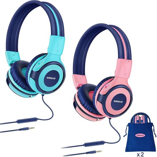 2 Paquet Casque Audio Enfant Avec Limiteur De Volume De 75Db/85Db/94Db, De Partager Musique Microphone Pour Lunni Ordinateurs Portable Android Smartphones Pc Ordinateur[CAS6210476]