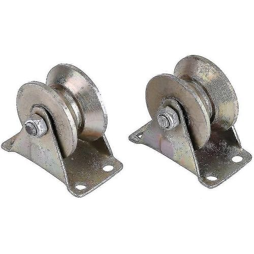 2 Pcs 2 Pouces En Acier Portail Coulissant Rouleau V En Forme De Roue Rail Rail Porte Coulissante Rouleau Avec Support -