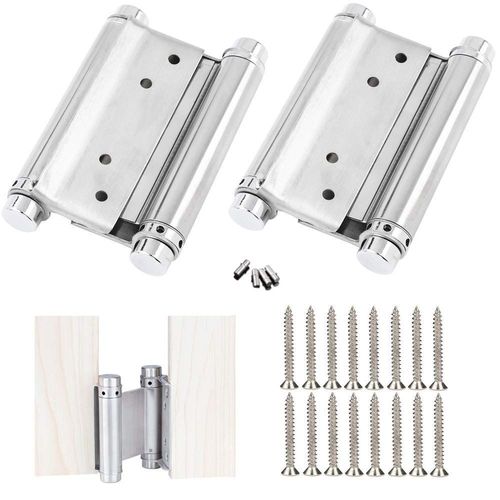 2 Pcs Charnires Porte En Acier Inox Paumelle Porte De Doule Action Charniere Meuble Charnires  Ressort  Visser Charniere Porte Battante Pour Saloon Caf Bar Double Porte(3 Inch)