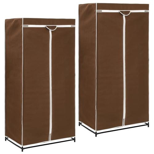 2 Pcs Garde-Robes Marron 75x50x160 Cm