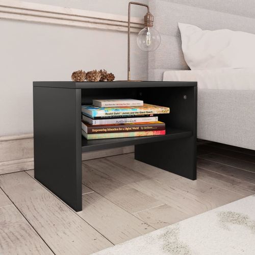 2 Pcs Tables De Chevet Noir 40 X 30 X 30 Cm Agglomr