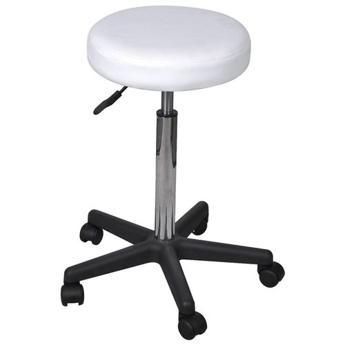 2 Pcs Tabourets De Bureau Blanc 35,5x98 Cm Similicuir