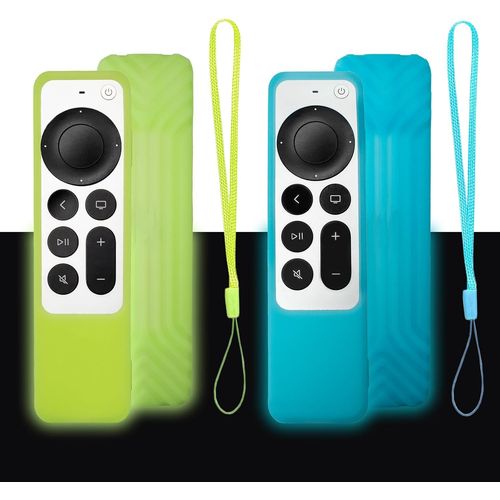 2 Pcs Tv Tlcommande Housse, Silicone Antichoc Soyeux Doux Housse De Protection Intgrale, Compatible Avec Tv 4K Siri Remote 3, 2 Gnration 2022 2021 (Vert Lumineux+B[NOU630588]