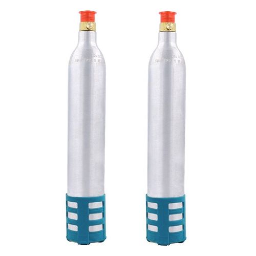 2 PiCes 0.6L Soda Maker Rechargeable Spare RUtilisable CO2 Cylindre Accessoire pour Machines  Soda,Bleu + Argent